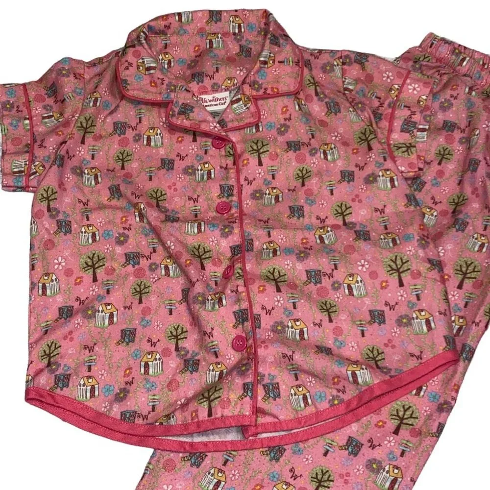 American Girl Willie Wishers 2 piece Pink Owl & Tree Print Pajama Set